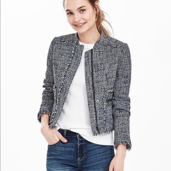 Banana Republic Jackets & Blazers - Banana Republic Raw Hem Tweed Moto Jacket